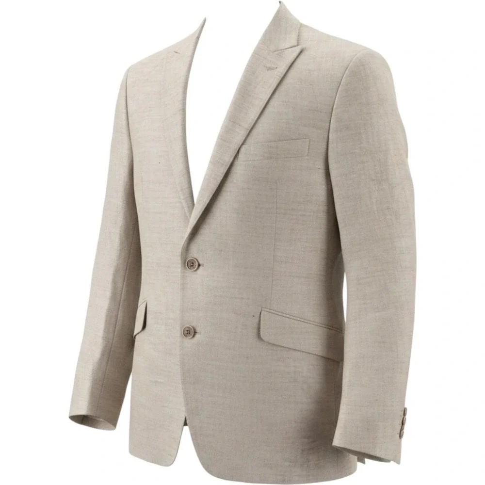 Joseph Abboud JOE Just One Earth Mens 46R Tan 100% Linen Slim Fit Sport Coat